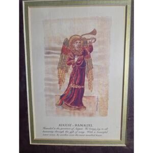 August Angel Month Carol McCrady 11.5" x 9.5" Gold Frame Signed Birthday Print